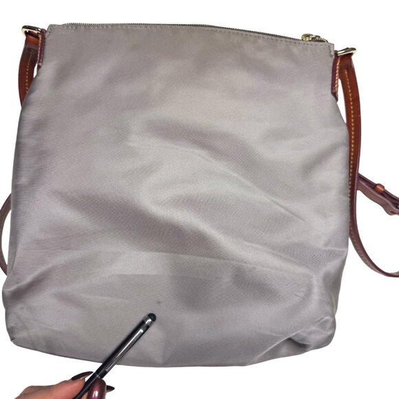 Vintage Dooney & Bourke Grey Nylon Crossbody Bag Leather Trim - Picture 8 of 17